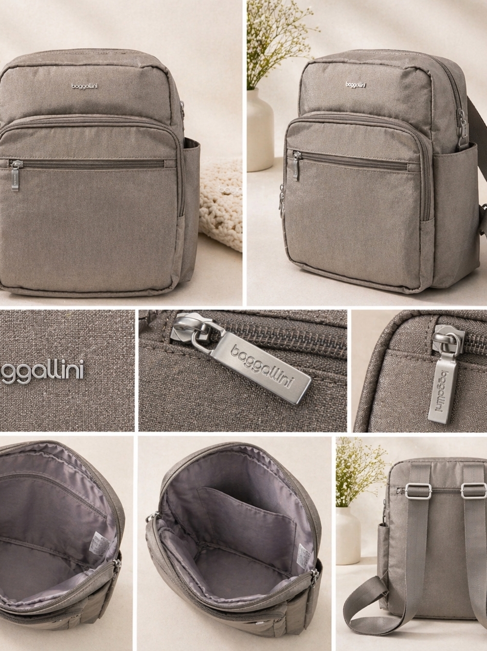 Baggallini Gray Crossbody Backpack - Everyday Bag